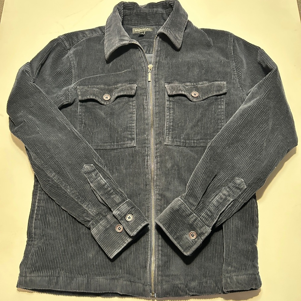 Banana Republic Mens Navy Blue Corduroy Zip Up Trucker Jacket Small
